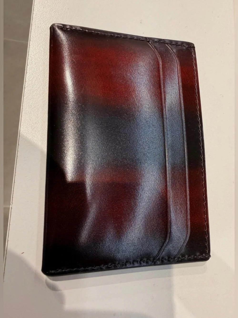 NEW Tumi Nassau 100% Leather Slim Card Case Wallet - BURNISHED WINE OMBRE